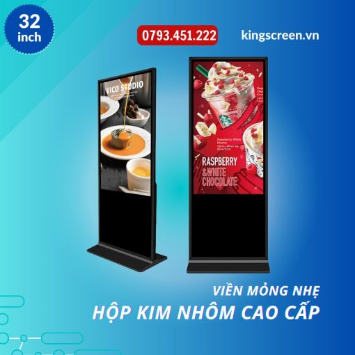 màn hình quảng cáo chân đứng cảm ứng 32 inch