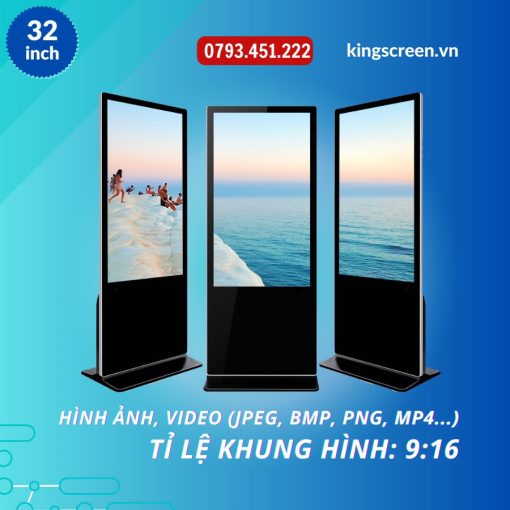 màn hình quảng cáo chân đứng cảm ứng 32 inch