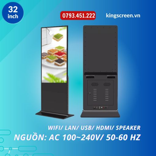 màn hình quảng cáo chân đứng cảm ứng 32 inch