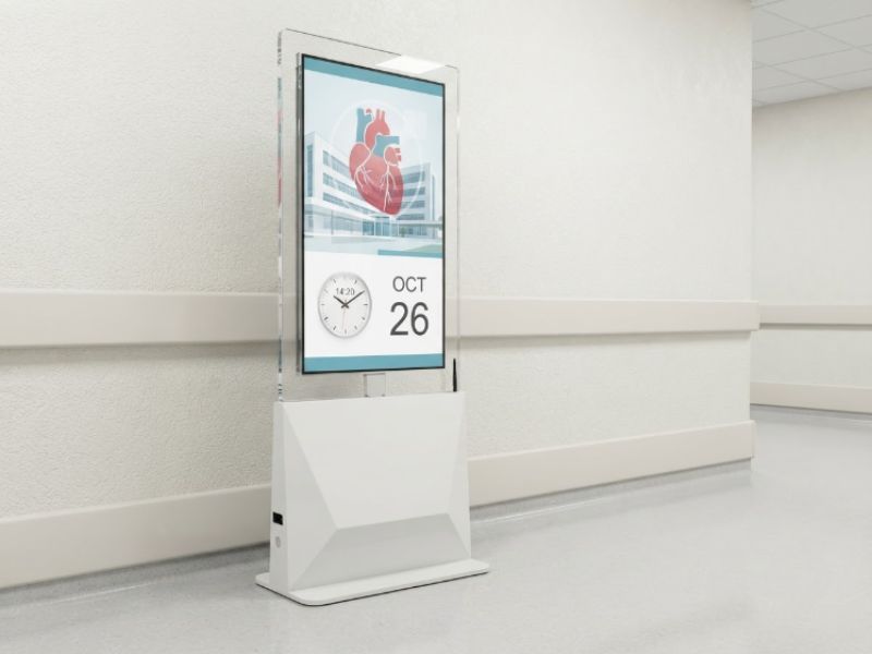 Vị trí lắp đặt màn hình quảng cáo chân đứng 2 mặt trong suốt 55 inch