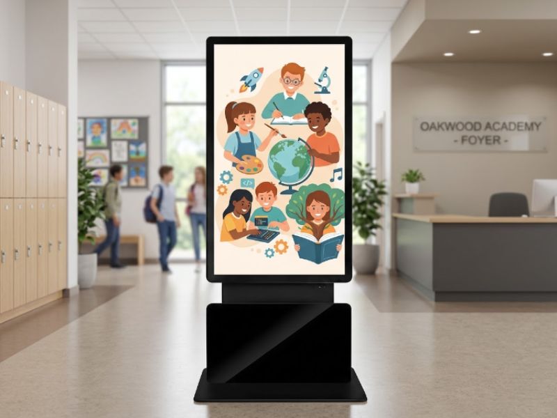 Vị trí lắp đặt màn hình quảng cáo chân đứng 50 inch xoay 90 độ