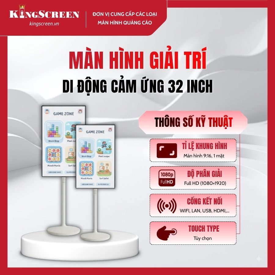 Màn hình giải trí di động cảm ứng 32 inch