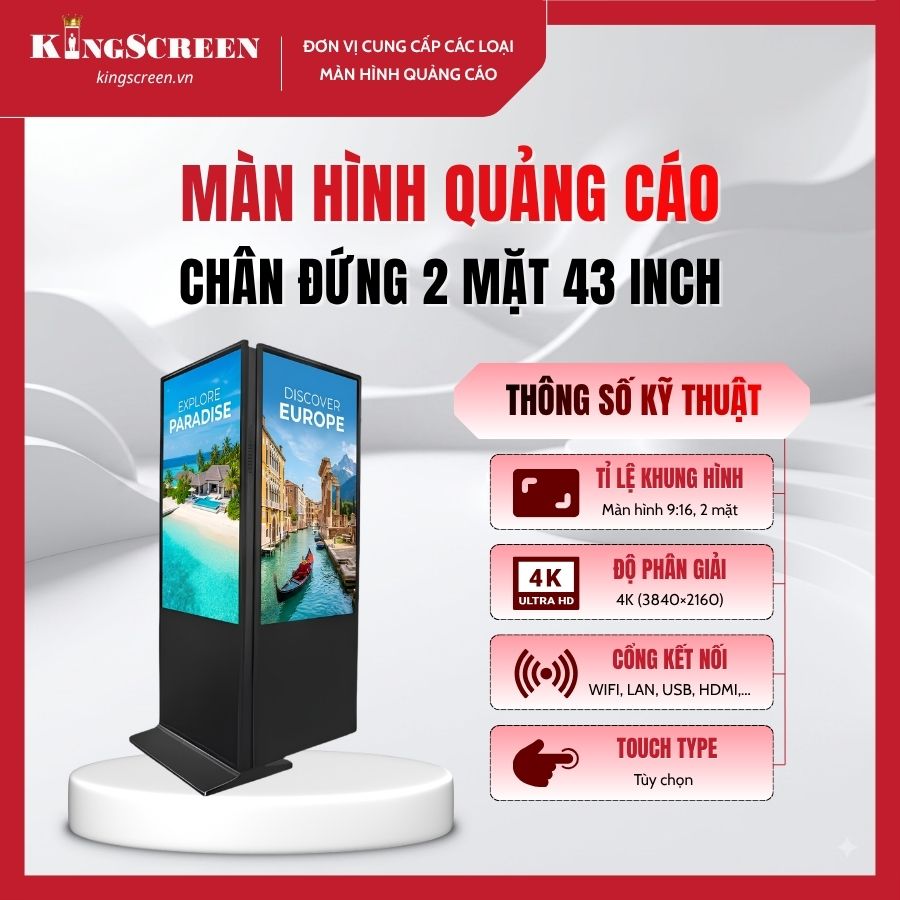 Màn hình quảng cáo chân đứng 2 mặt 43 inch