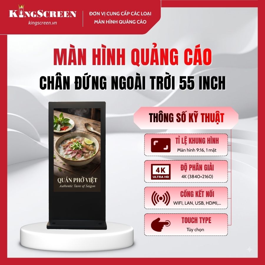 Màn hình quảng cáo chân đứng ngoài trời 55 inch