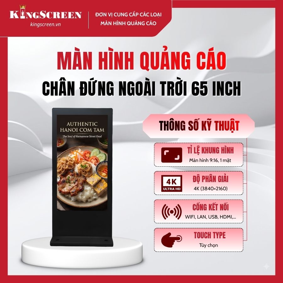 Màn hình quảng cáo chân đứng ngoài trời 65 inch