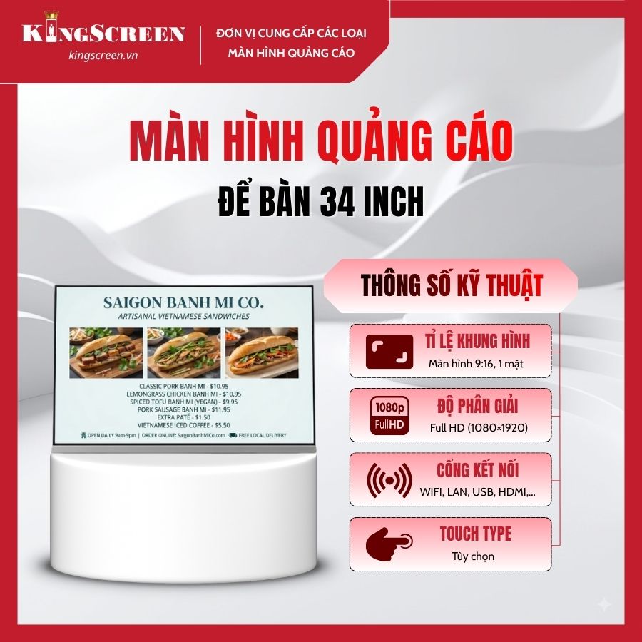 Màn hình quảng cáo để bàn 34 inch