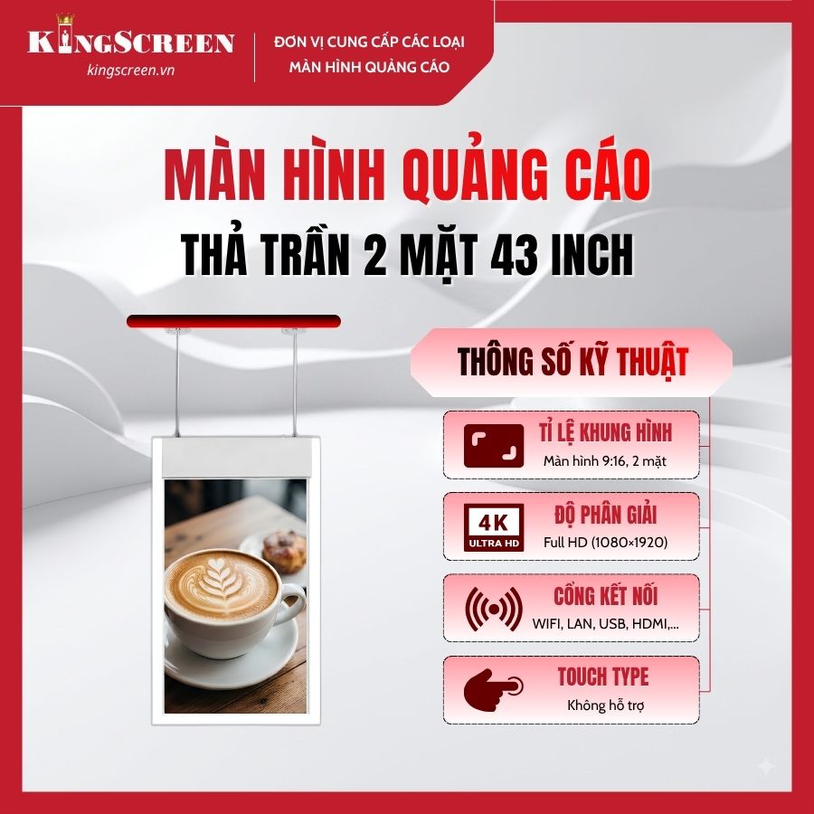 Màn hình quảng cáo thả trần 2 mặt 43 inch