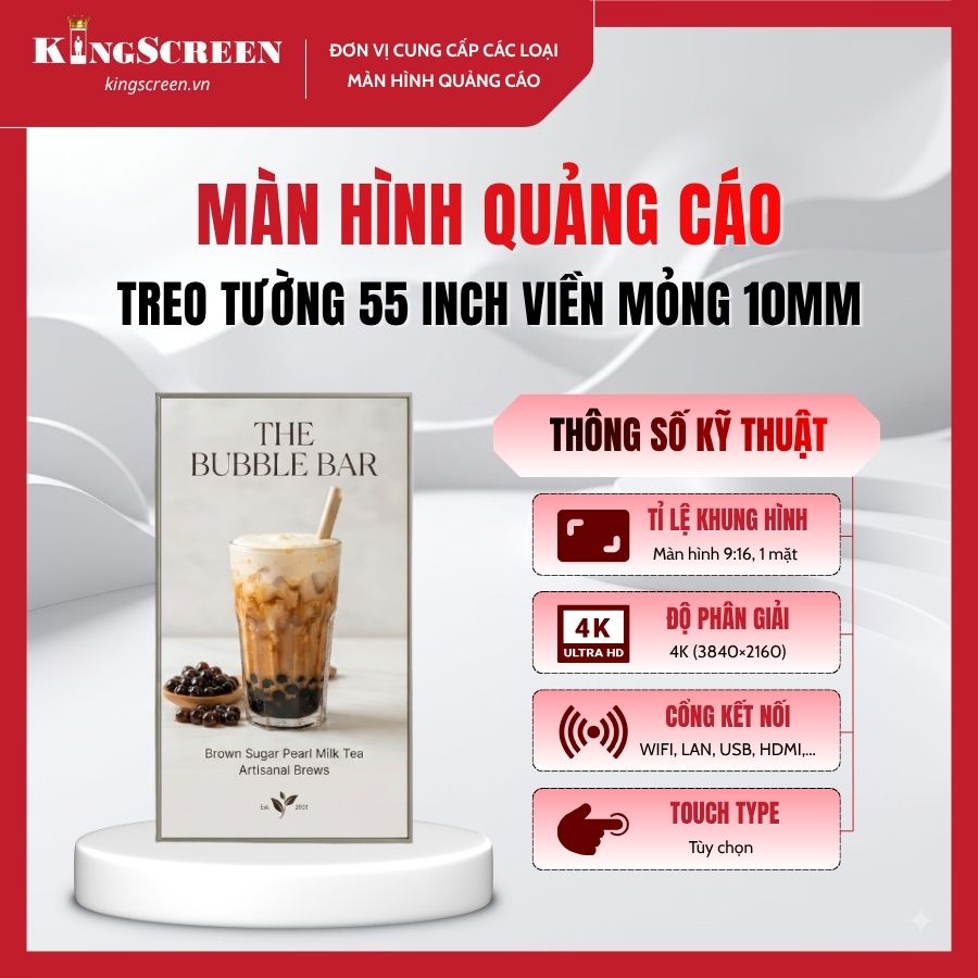Màn hình quảng cáo treo tường 55 inch viền mỏng 10mm