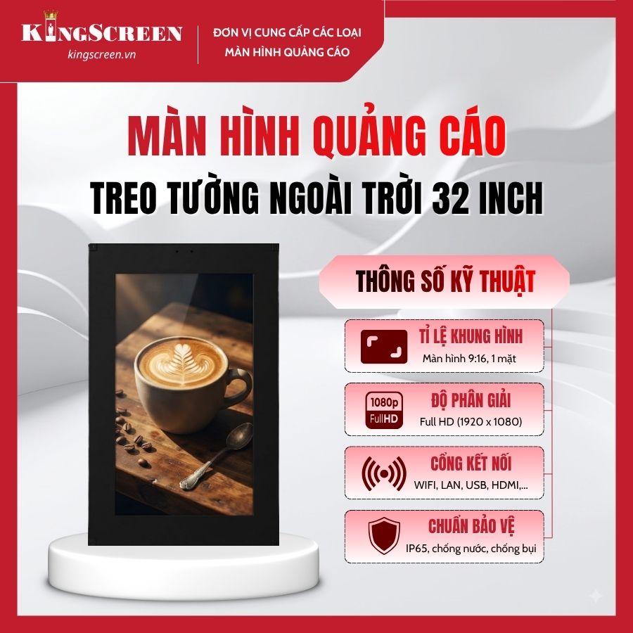 Màn hình quảng cáo treo tường ngoài trời 32 inch