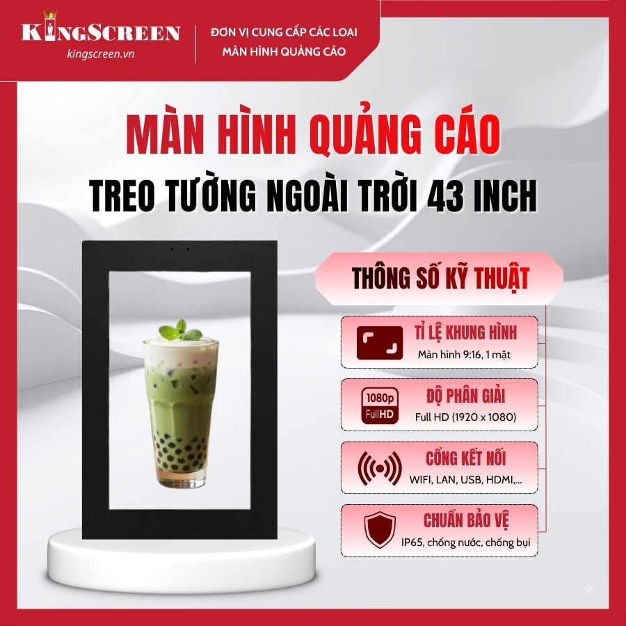 Màn hình quảng cáo treo tường ngoài trời 43 inch