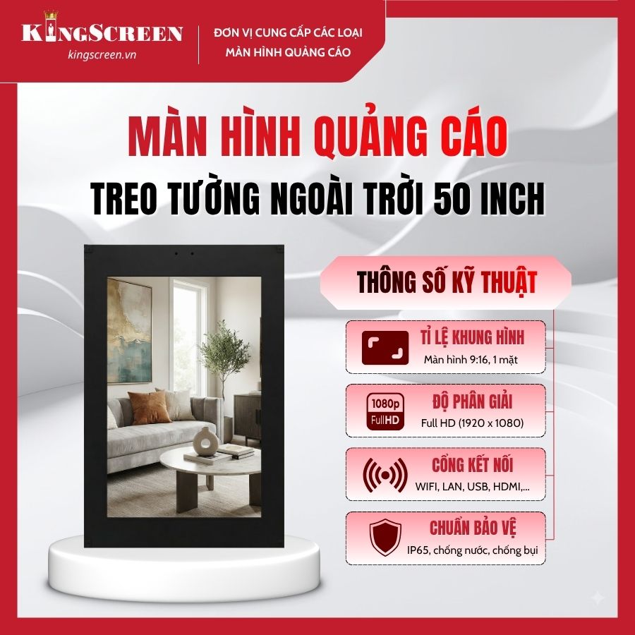 Màn hình quảng cáo treo tường ngoài trời 50 inch
