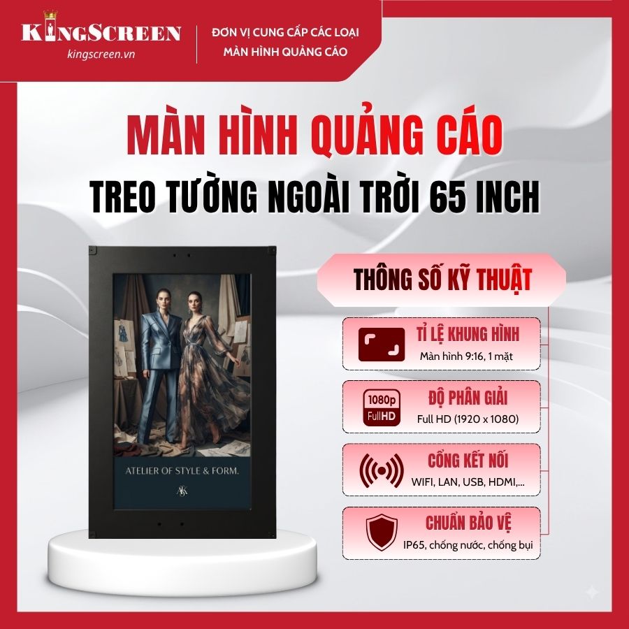 Màn hình quảng cáo treo tường ngoài trời 65 inch