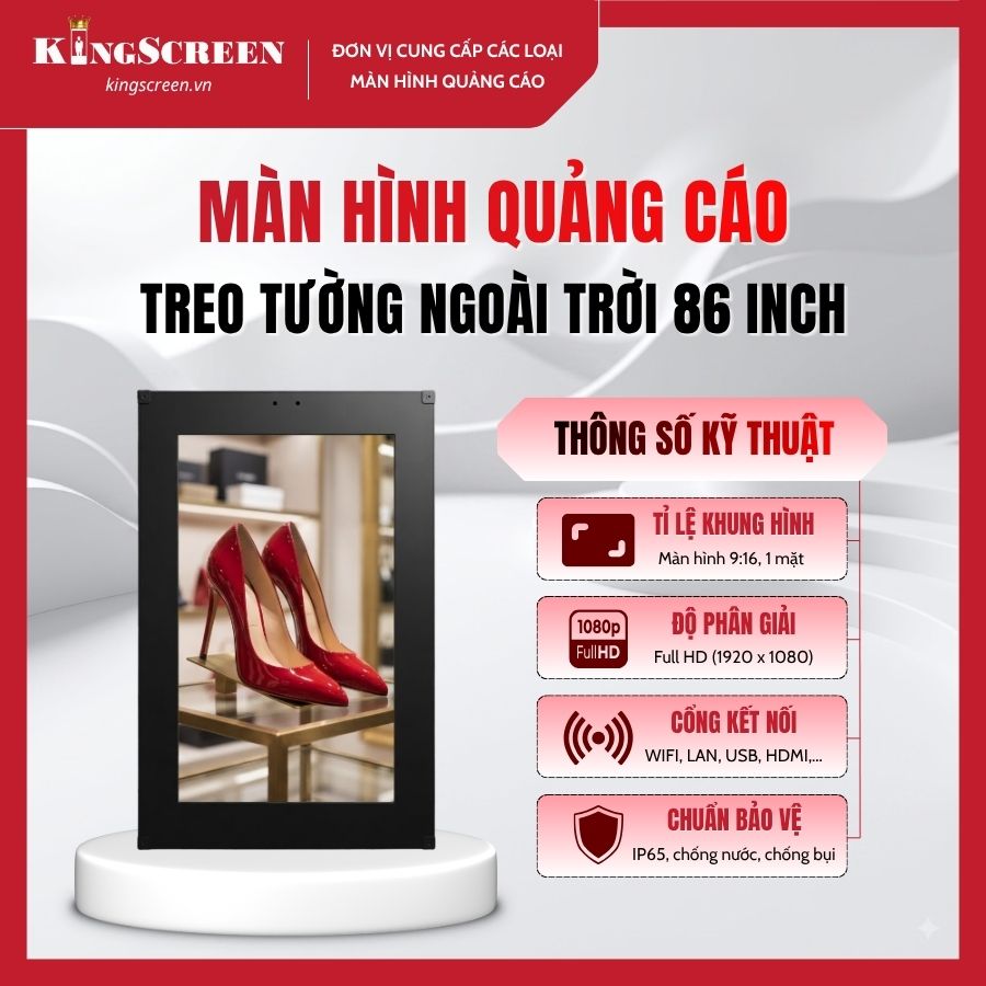 Màn hình quảng cáo treo tường ngoài trời 86 inch