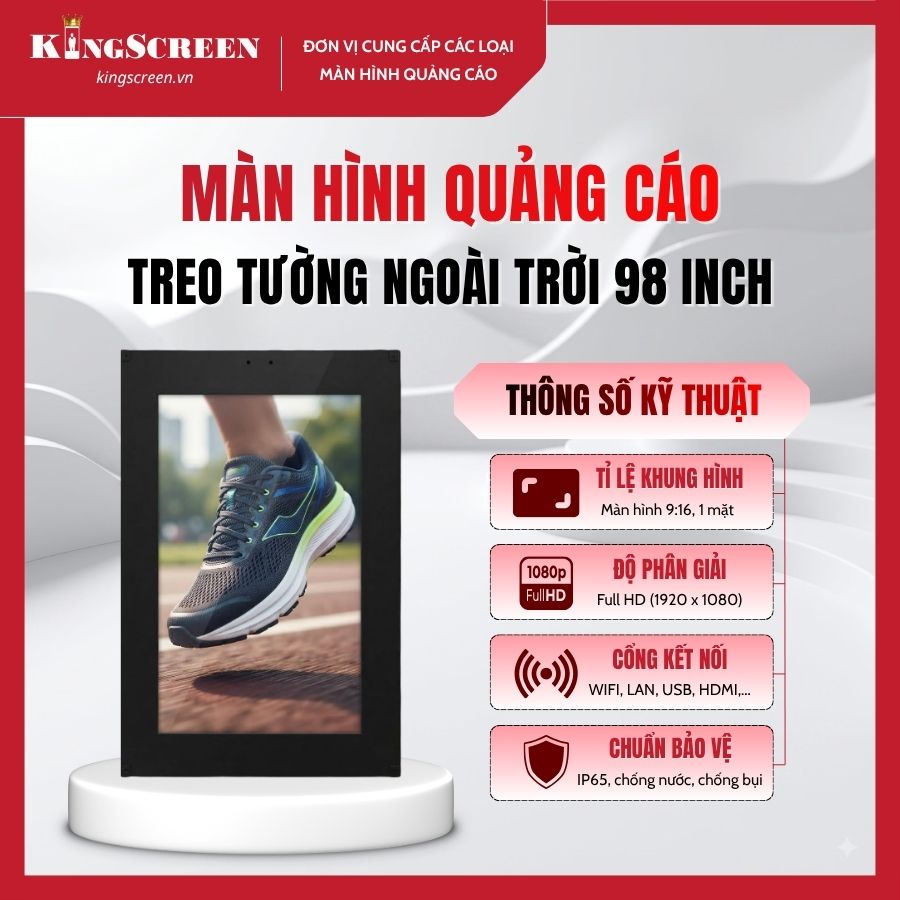 Màn hình quảng cáo treo tường ngoài trời 98 inch