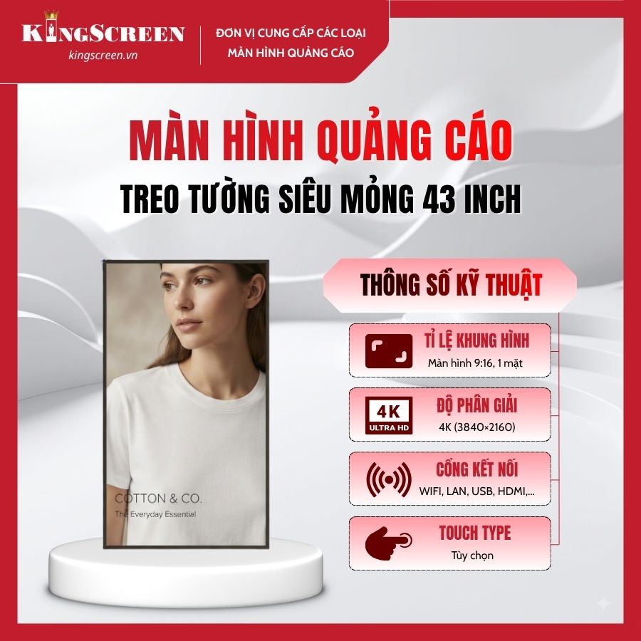 Màn hình quảng cáo treo tường siêu mỏng 43 inch