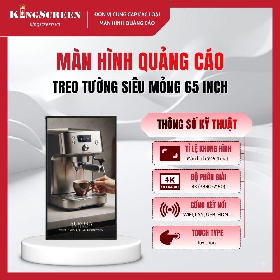Màn hình quảng cáo treo tường siêu mỏng 65 inch