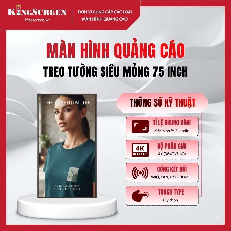 Màn hình quảng cáo treo tường siêu mỏng 75 inch